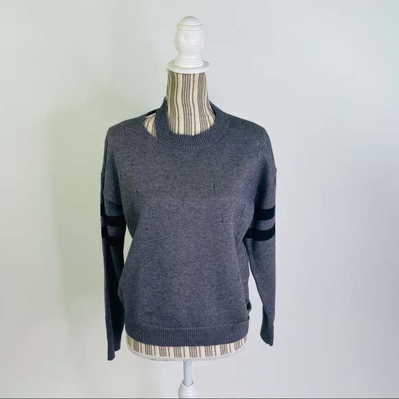SEN Gwen Rip Design Gray Pullover Jumper Sweater - Picture 2 of 12